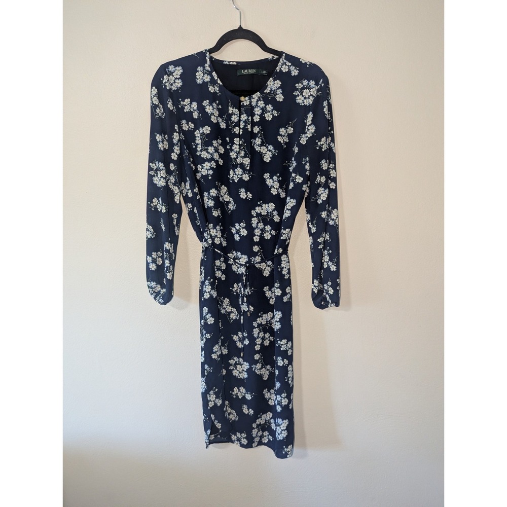 4 Lauren Ralph Lauren Blue Floral Midi Dress